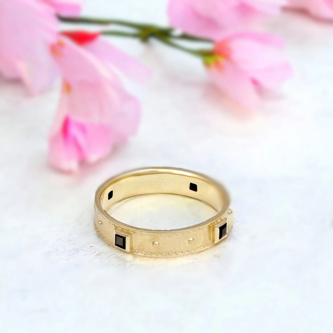 Handcrafted Ethical Gold Rings with Black Spinel