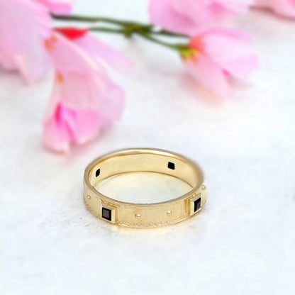 Handcrafted Ethical Gold Rings with Black Spinel