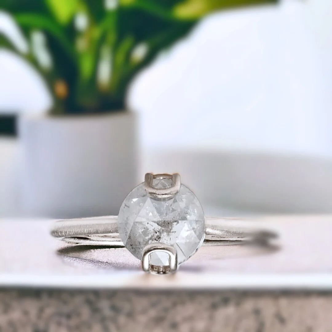 Salt and Pepper Round Diamond Ring Ethical Unique Design