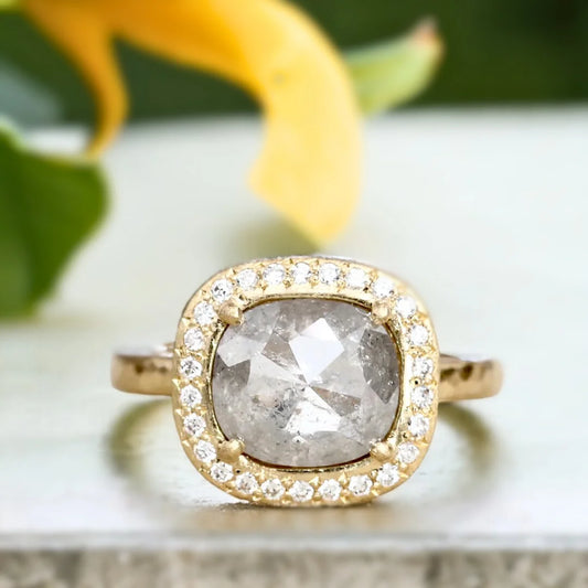 Misa Rustic Salt & Pepper Diamond Ring – Unique Handcrafted Elegance