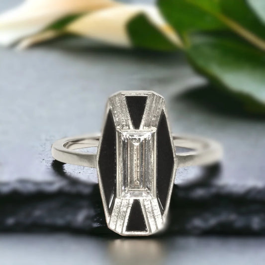 Imber Designer Ring – Lab Grown Diamond, Black Jasper & Baguettes