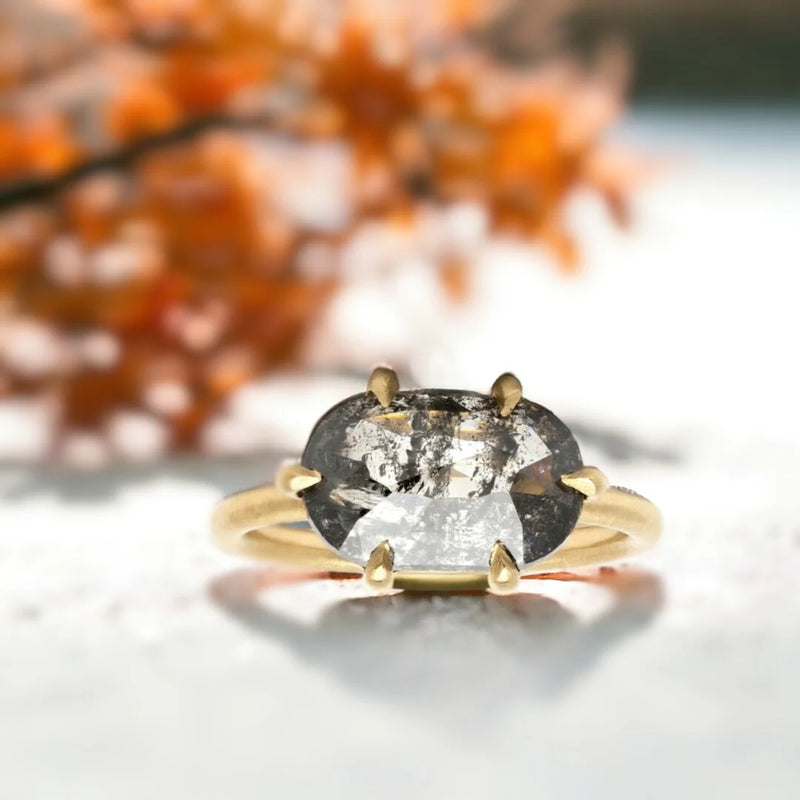 Exquisite Radiance Beyond Compare Diamond Ring, Zenith Sparkle Illuminate Love With A Natural Salt & Pepper Diamond Ring