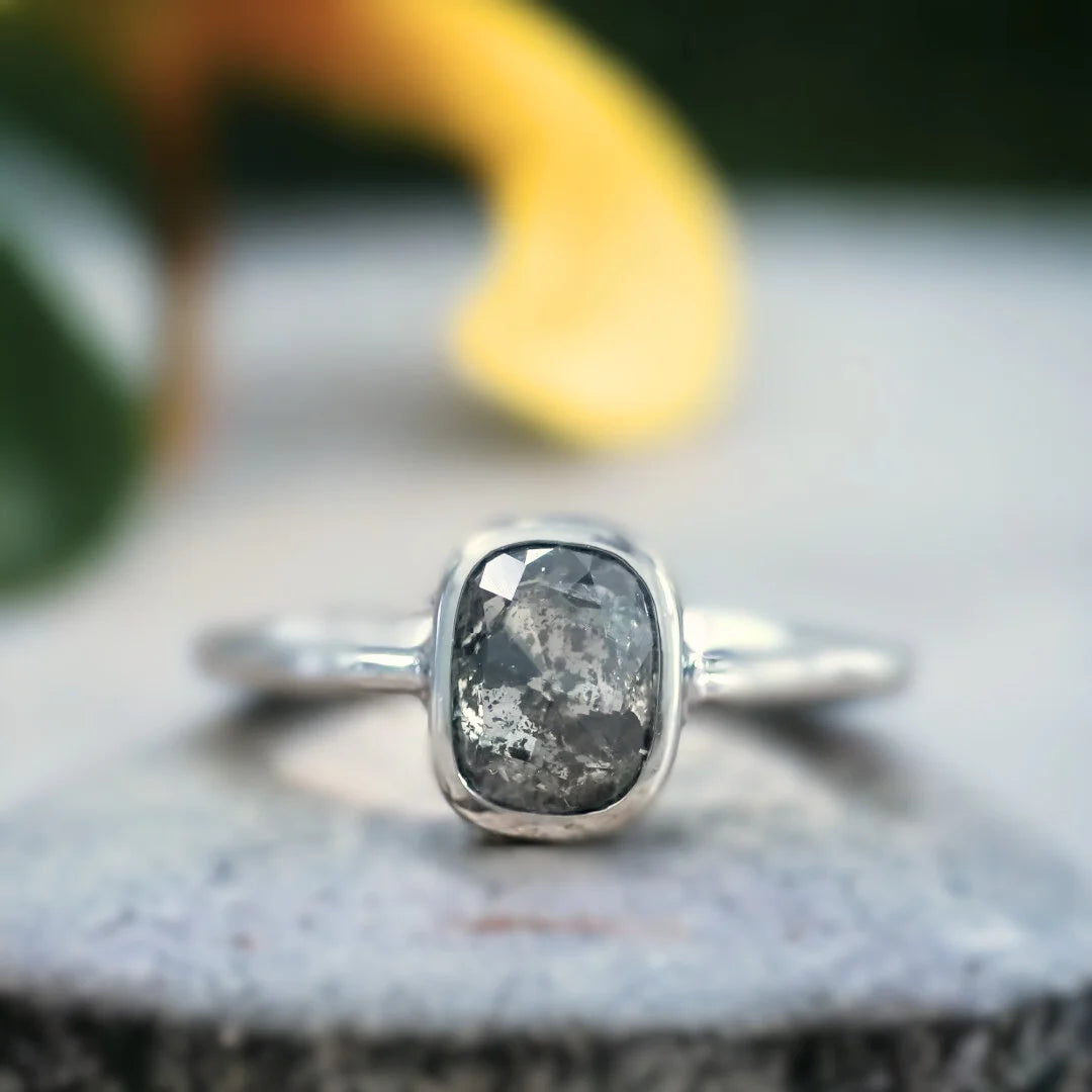 Cushion Rose Cut Diamond Ring Elegant Vintage Inspired Design