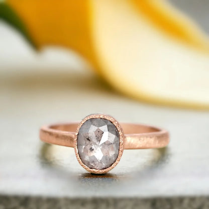 Bryn Oval Salt and Pepper Diamond Ring 14K Rose Gold