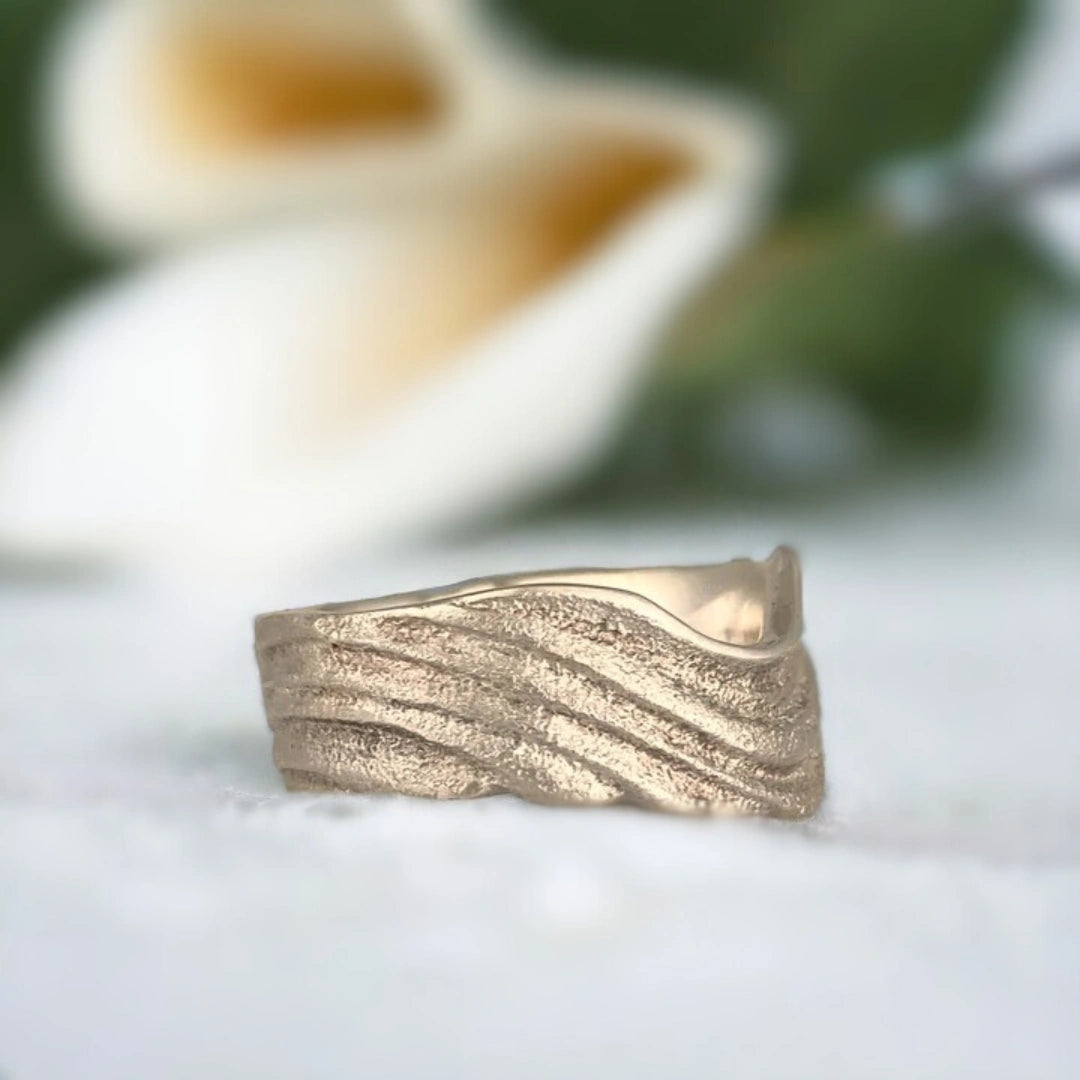 Ocean Breeze Sand Textured Ring with Polished Finish