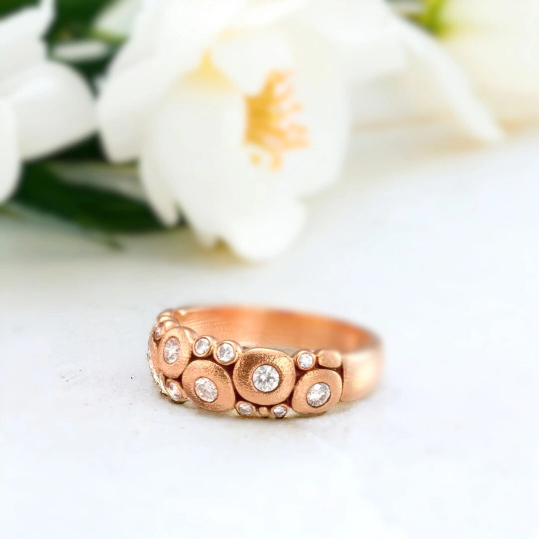 White Diamond Dome Ring Custom Designer Jewelry