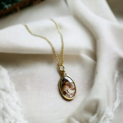 Victoria Oval Salt and Pepper Diamond Gold Necklace