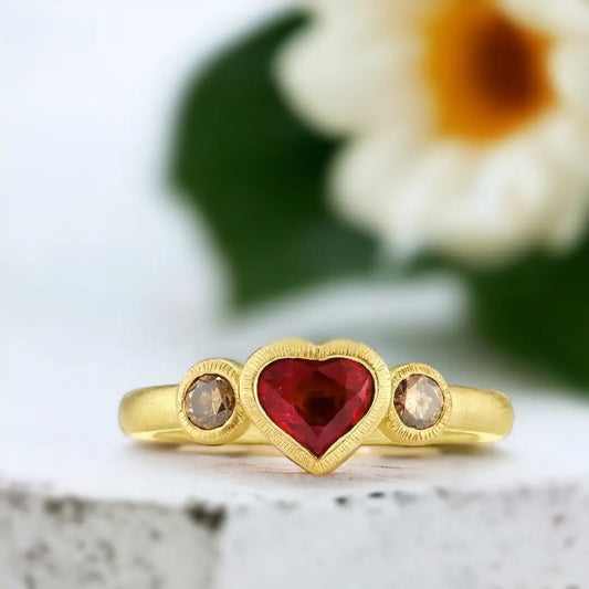 Heart Shaped Ruby Ring Ethical Handmade Design