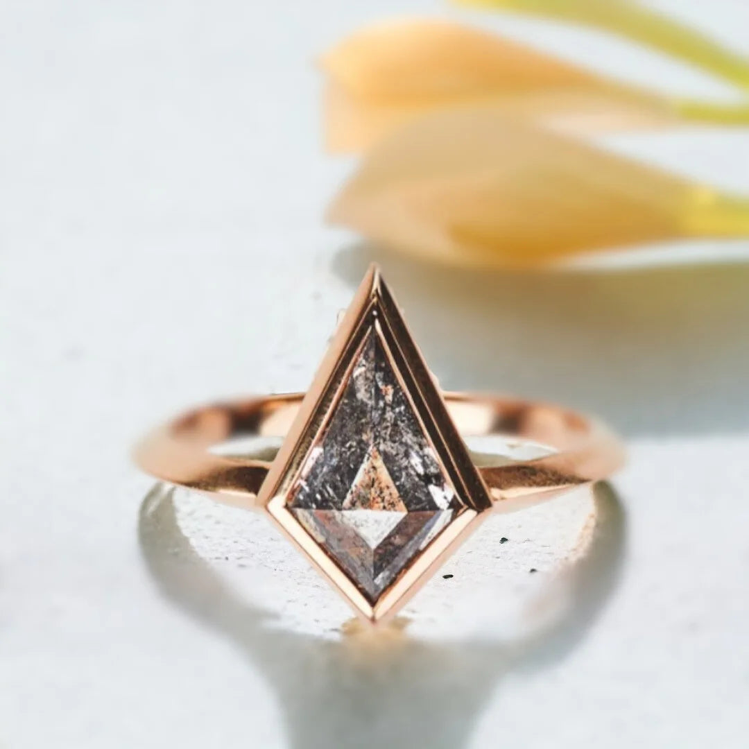 Ascendant Arch Salt and Pepper Diamond Ring Prism Wing Design
