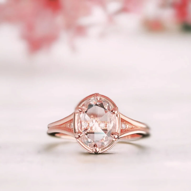 Peachy Keen Light Elegance Engagement Ring, Cherry Blossom Charm Light Pink Gift Ring