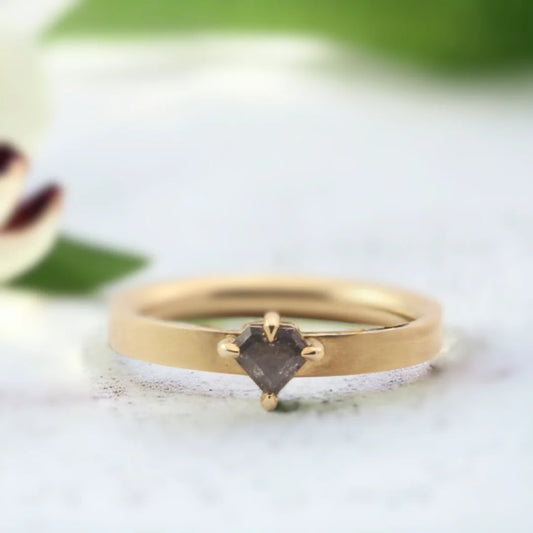 Nebula Raindrop Salt & Pepper Diamond Ring – Shielded Brilliance