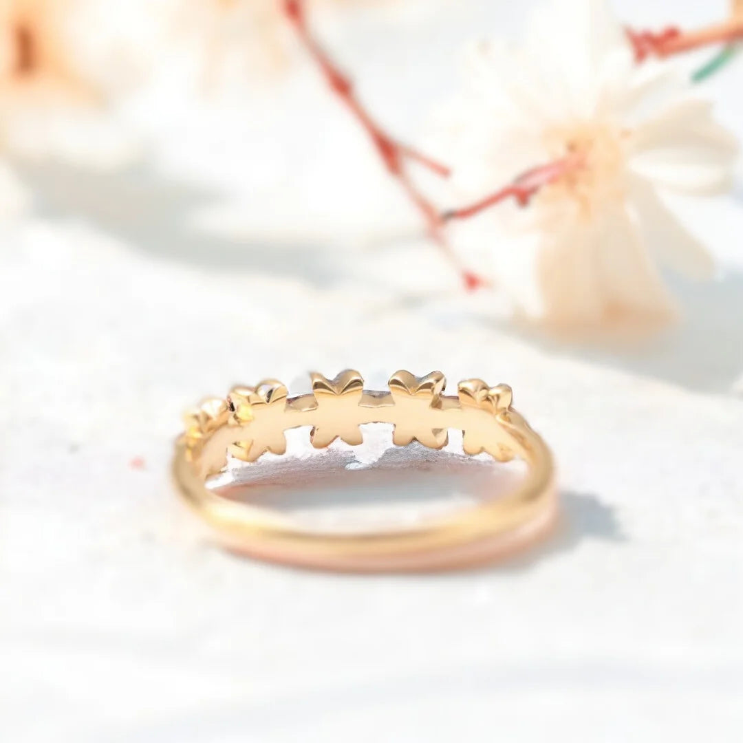 Handcrafted Diamond Flower Eternity Ring Floral Design