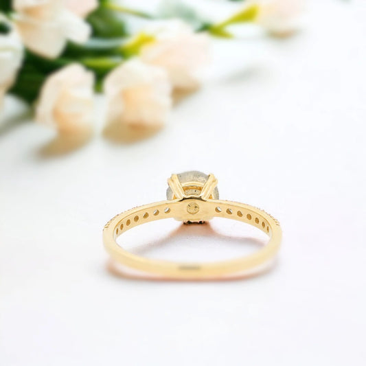 Milky Way Salt and Pepper Diamond Ring in Yellow Gold