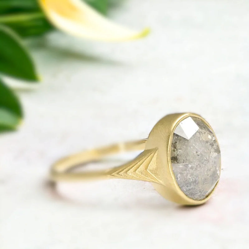 Enchanted Handmade In Layer Elements Ensemble Ring, Natural Salt & Pepper Brilliant Bridal Ring