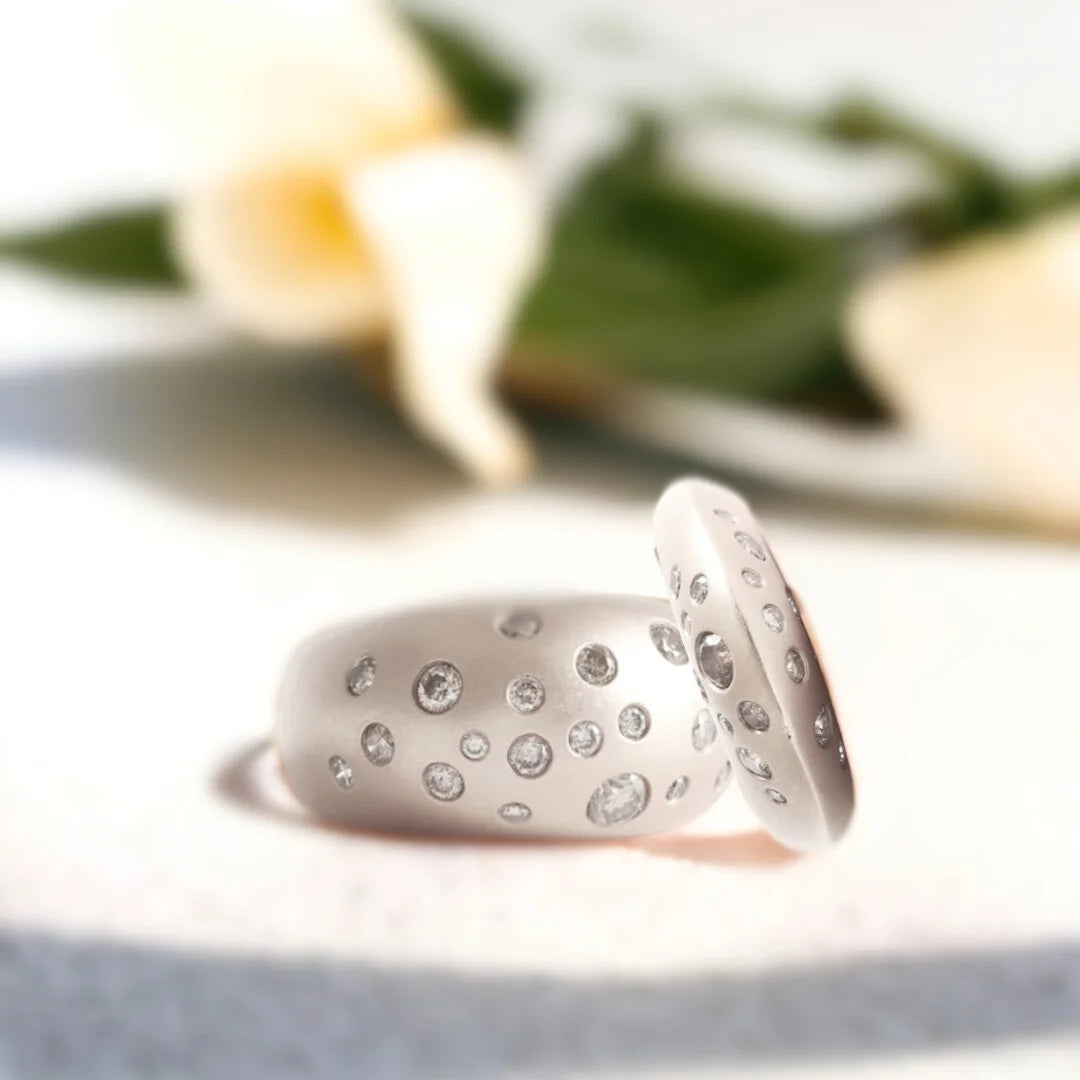 Platinum Diamond Dome Ring Resizable Luxury Band