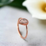 Charm of Antiquity Rose-Cut Pear Diamond Ring, Glistening Dewdrops Natural Salt & Pepper Diamond Ring