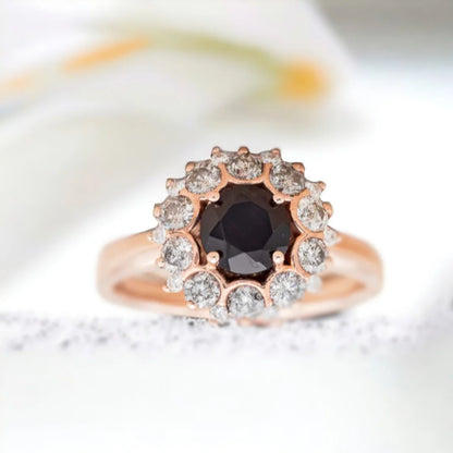 Black Diamond Engagement Ring White Aura Cali Design