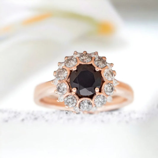 Black Diamond Engagement Ring White Aura Cali Design