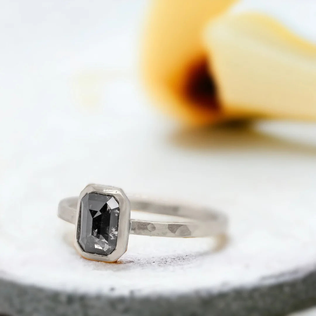 Graceful Geometry Salt and Pepper Diamond Ring Natural Sparkle