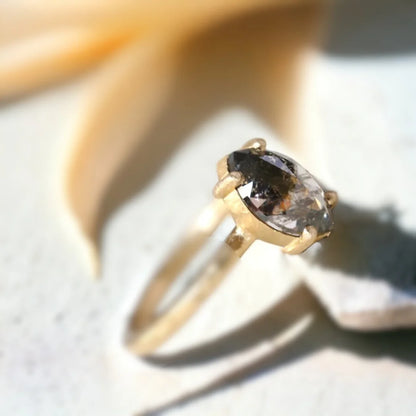 Elegant Salt and Pepper Diamond Ring Lustrous Promise Sparkle
