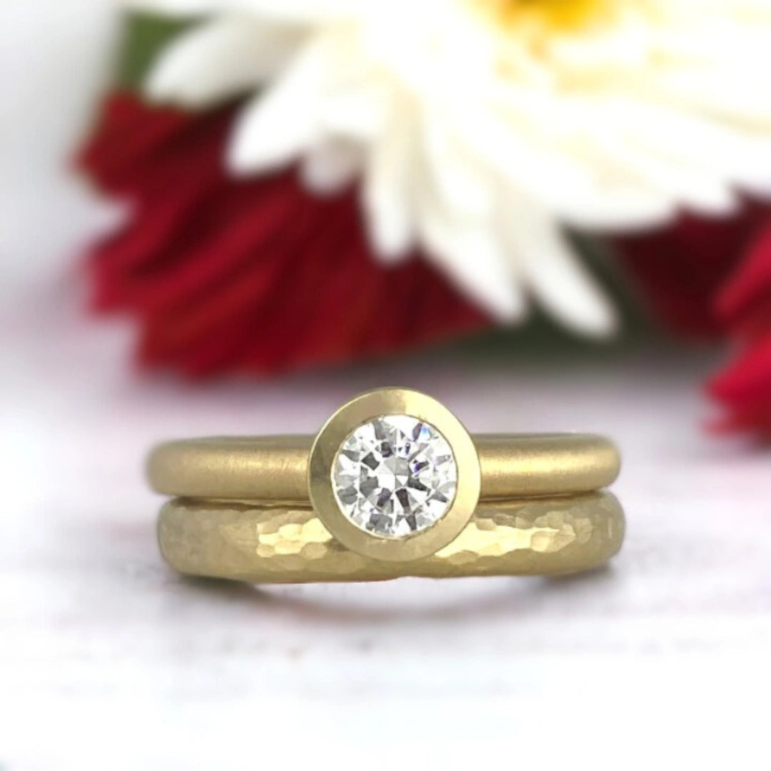 Bezel Set Solitaire Ring with Flush Diamond Design