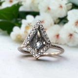 Distinctive Handmade Antique Diamond Ring With Vintage Touch, Vintage-Inspired Salt And Pepper Diamond Ring