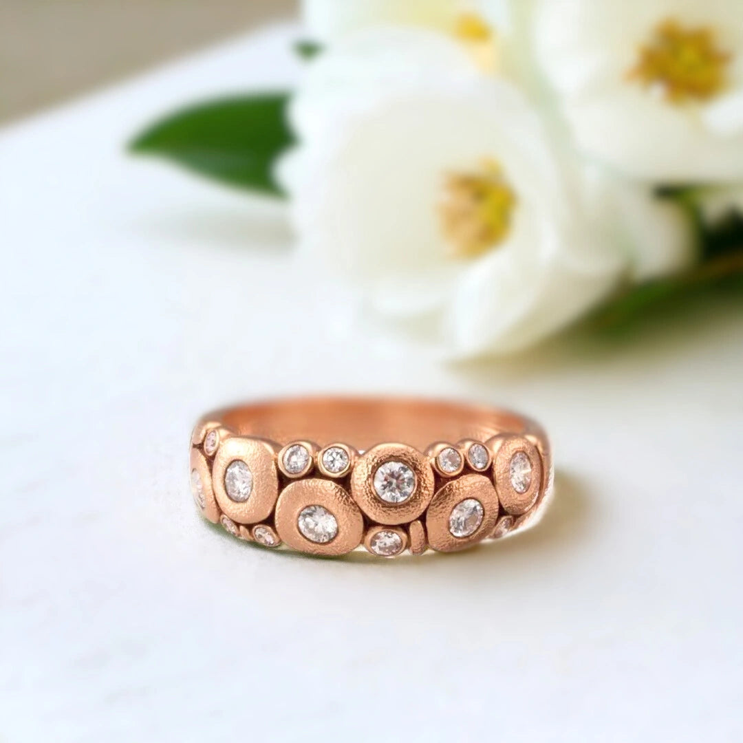 White Diamond Dome Ring Custom Designer Jewelry