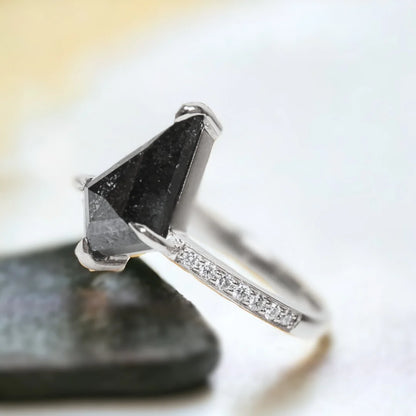 Athena Salt and Pepper Diamond Ring Handcrafted Unique Jewelry