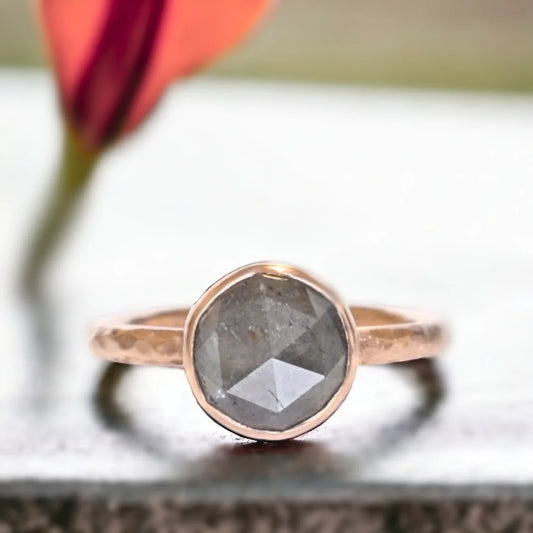 Minimalist Rose Gold Diamond Ring for Women- Elegant Handmade Jewelry