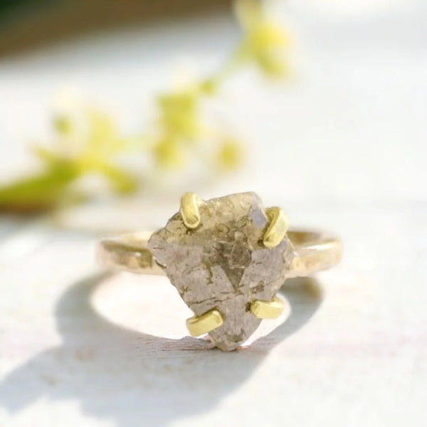 Primitive Elegance Rough Diamond Ring, Nature's Charm Rustic Diamond Ring