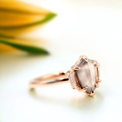 Salt and Pepper Diamond Ring Unique Natural Mirage Sparkle