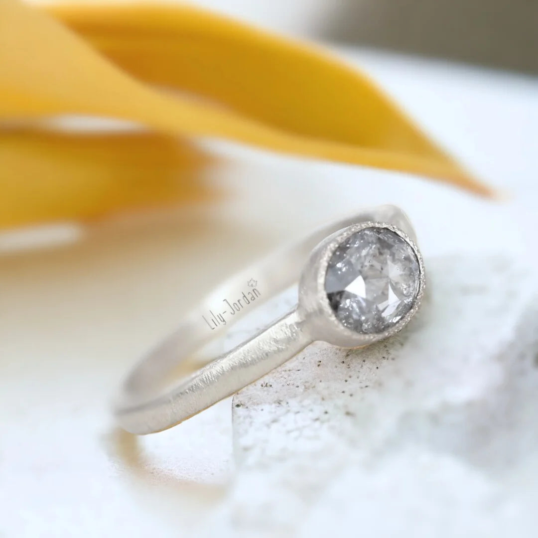 Quiver Love Salt and Pepper Diamond Ring Victorian Elegance
