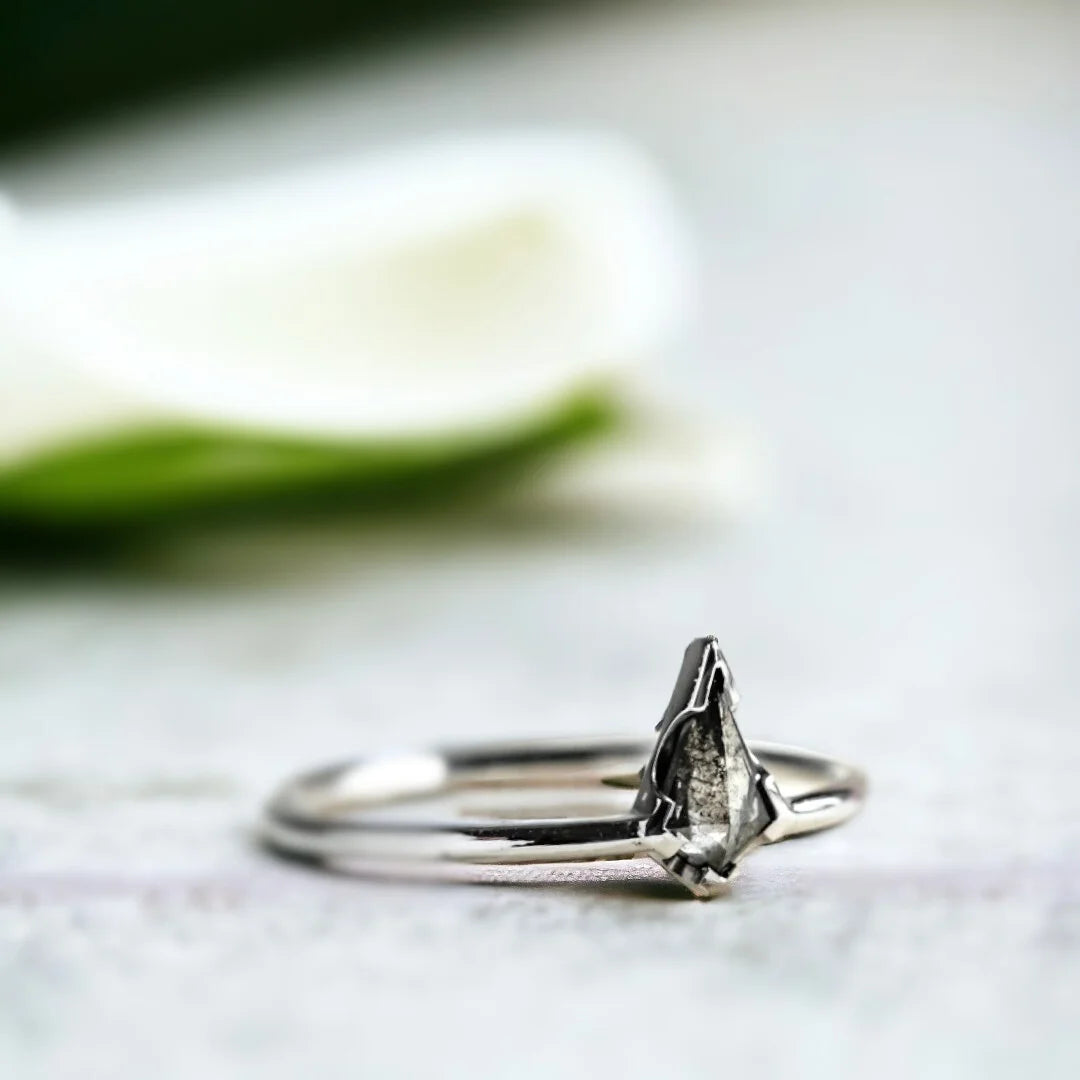 Miniature Diamond Kite Ring Handmade Salt and Pepper