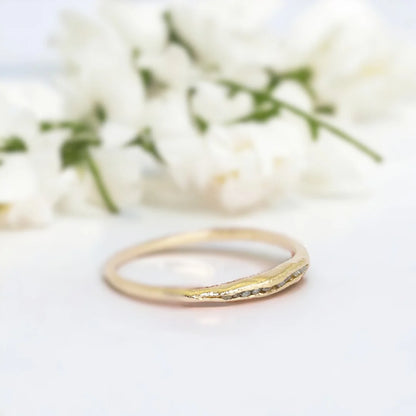 Rose Gold Textured Diamond Chip Ring Designer Style