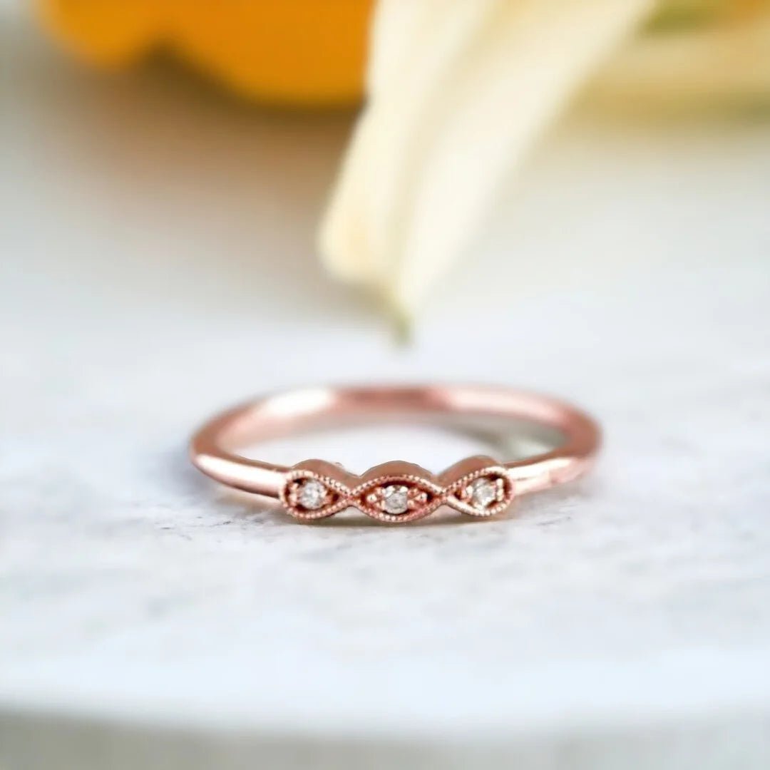 Handcrafted Antique Style Diamond Ring with Milgrain