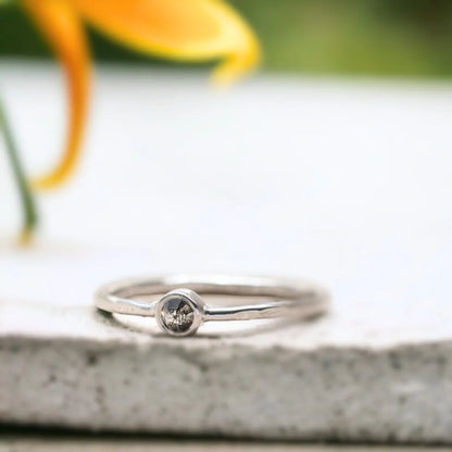 Ethical Borneo Diamond Ring in Silver Handmade Jewelry