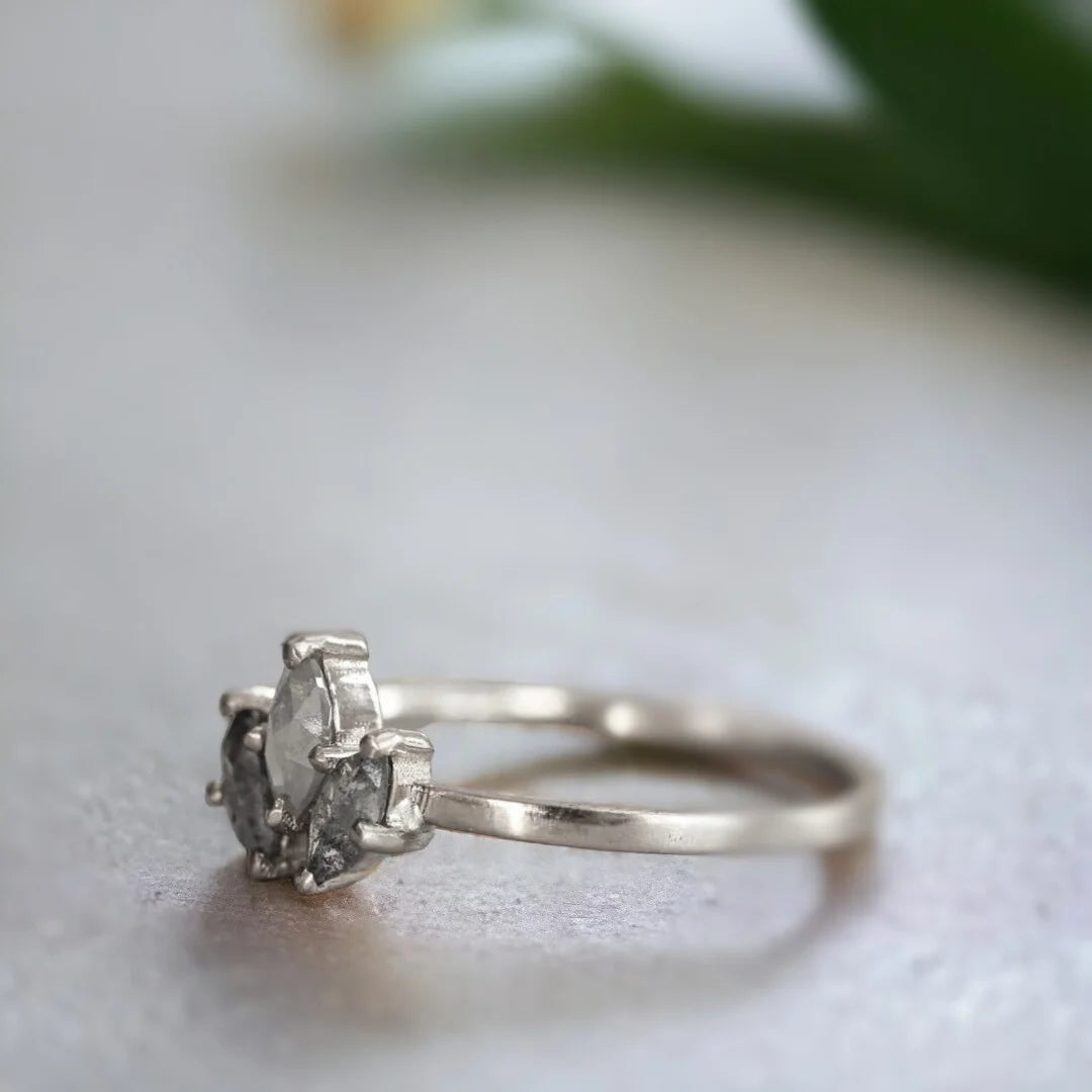 Salt and Pepper Diamond Ring Midnight Artisan Design