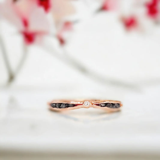 Limited Edition Rose Gold Textured Diamond Chip Ring