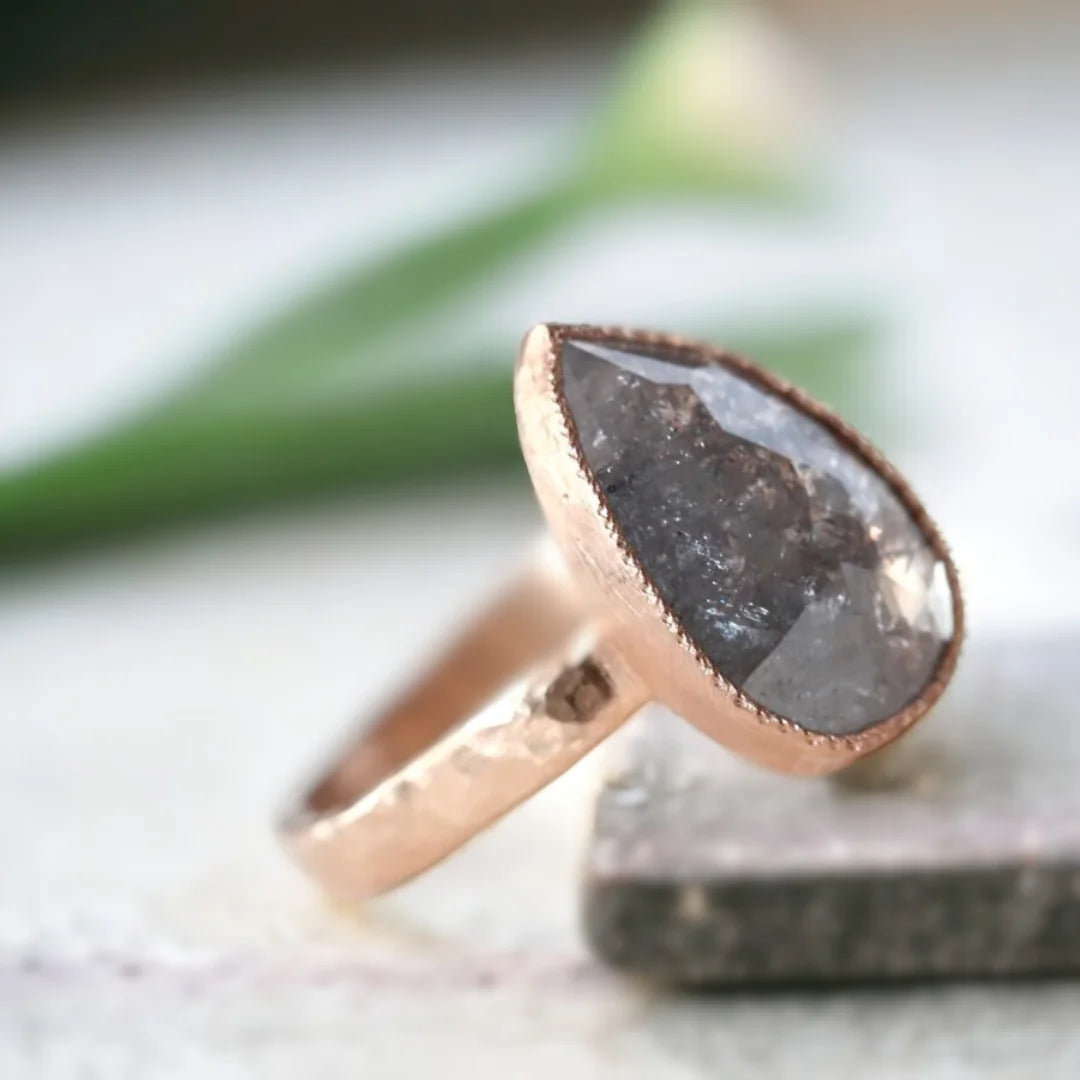 Glimpse of Glory Salt and Pepper Diamond Ring Luxe Natural Elegance