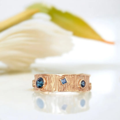 Handcrafted Ceremonial Rings with Blue Sapphire Emerald