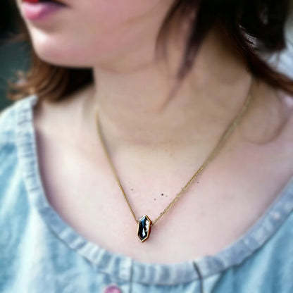 Elongated Hexagon Salt and Pepper Diamond Necklace