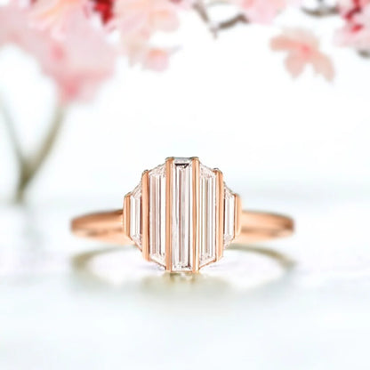 Ripple Baguette and Trapeze Diamond Engagement Ring