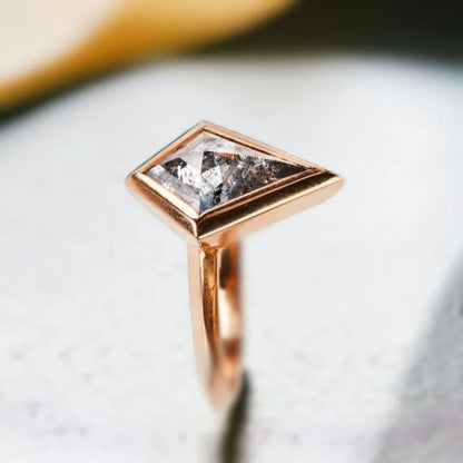 Ascendant Arch Salt and Pepper Diamond Ring Prism Wing Design