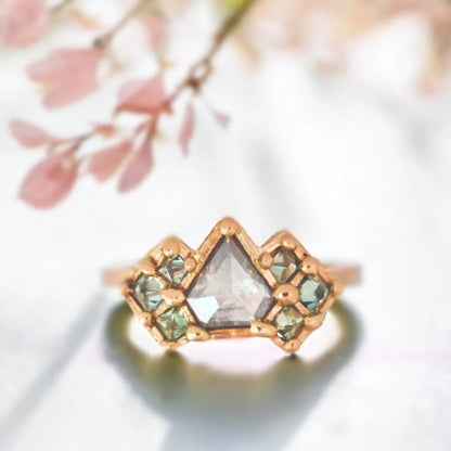Uncut Diamond Vintage Deco Engagement Ring Earth Inspired