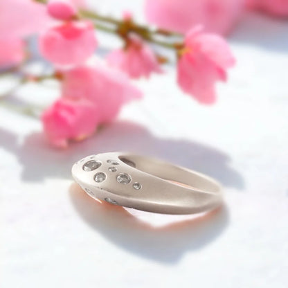 Platinum Diamond Dome Ring Resizable Luxury Band