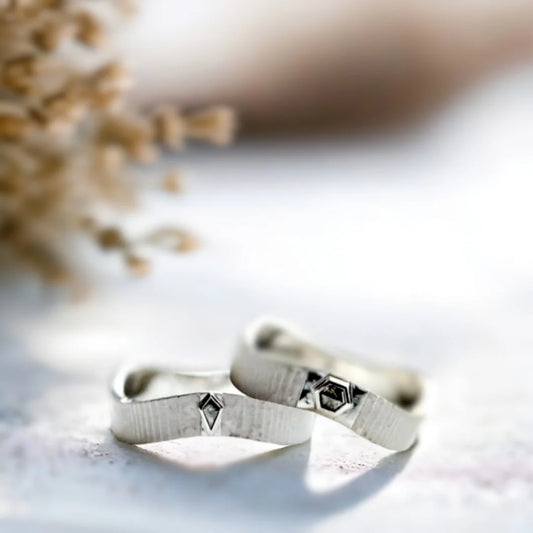 Luxury Salt and Pepper Diamond Wedding Rings