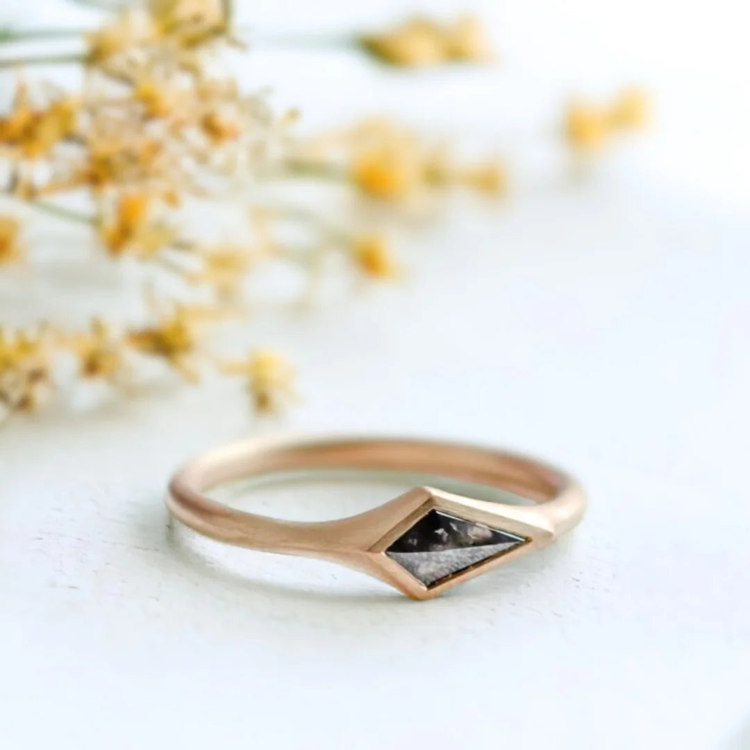 Salt and Pepper Kite Diamond Wedding Ring Modern Design