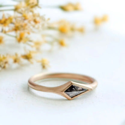 Salt and Pepper Kite Diamond Wedding Ring Modern Design
