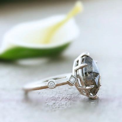Marquise Salt and Pepper Diamond Engagement Ring Rowley