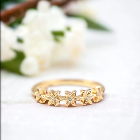 Handcrafted Diamond Flower Eternity Ring – Tailor-Made Floral Design